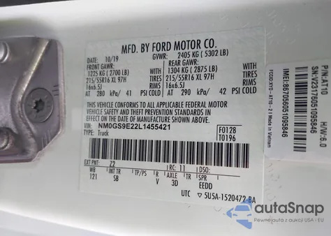 2020 Ford Transit Connect Xl Passenger from USA, damaged, VIN NM0GS9E22L1455421